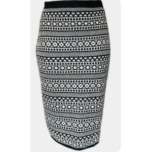 NWT Marina Rinaldi Galletto Knit Wool Midi Skirt Black White Size L $335 [jb]